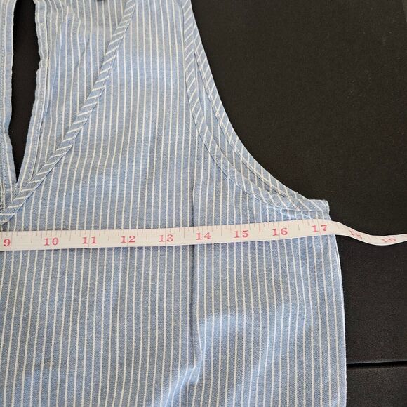 Anthropologie Drew Womens Striped Jumpsuit Small Blue White Nautical Beachy Wide - Picture 8 of 10